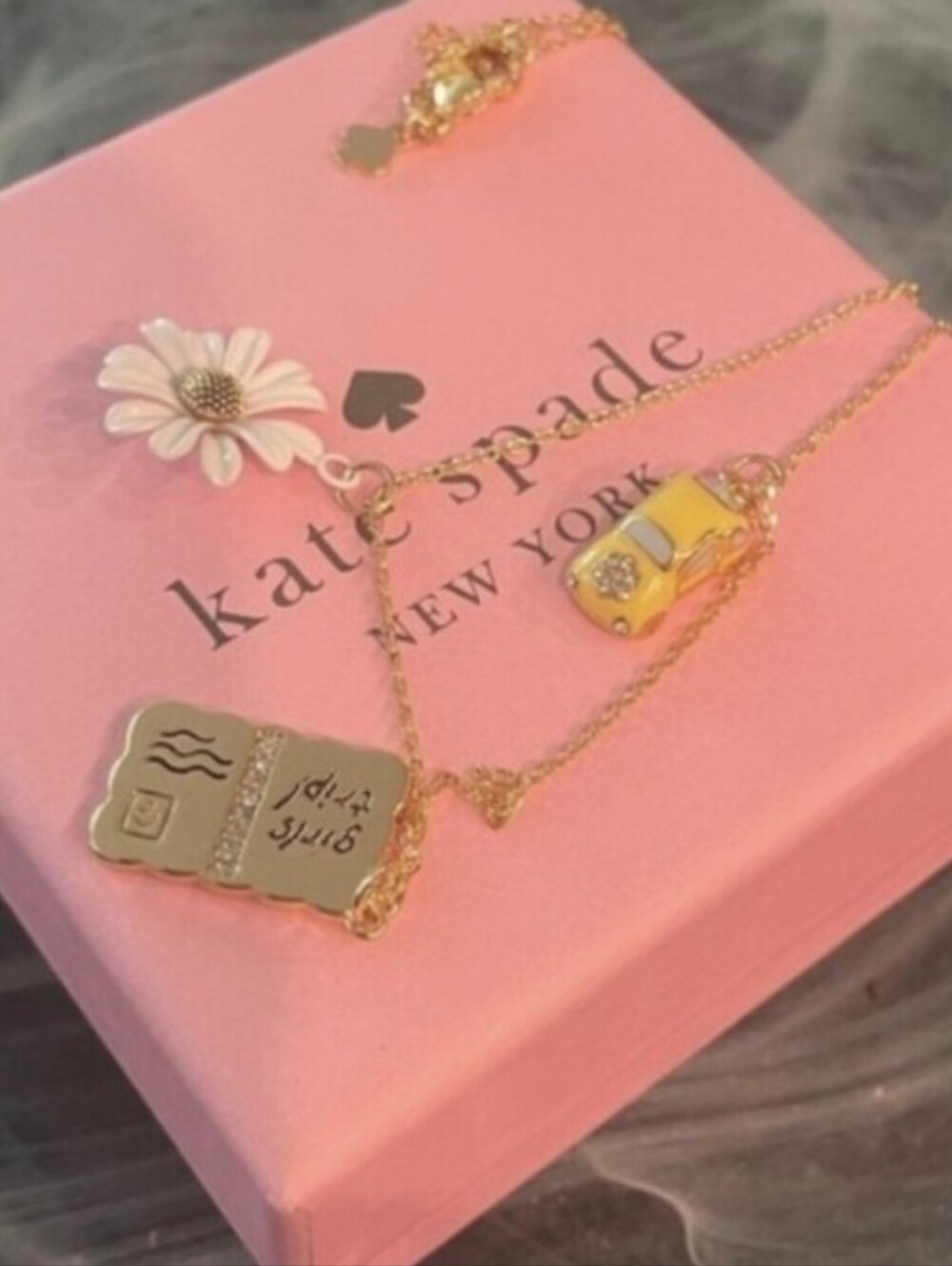 kate spade Gold Daisy & Yellow Car Charm Necklace